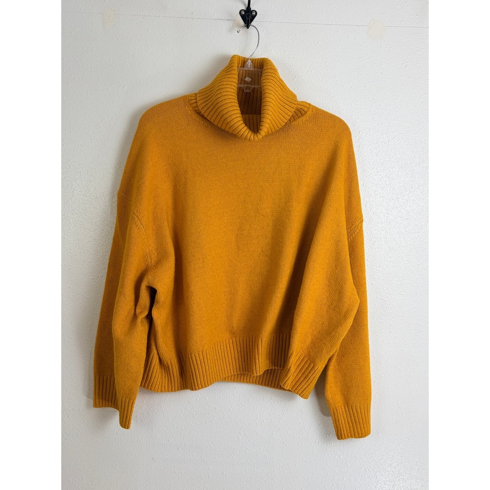 H&M Mustard Yellow Heavy Knit Oversized Turtleneck Womens Sweater Size XXL